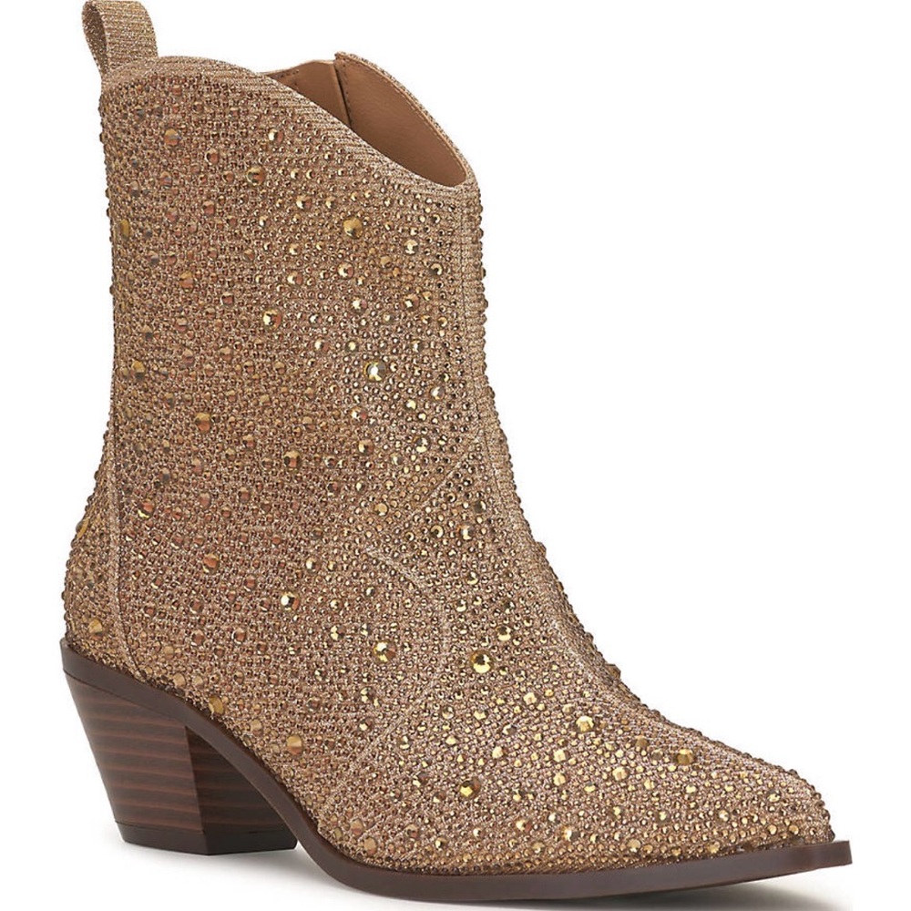 Gold Rhinestone Western Booties